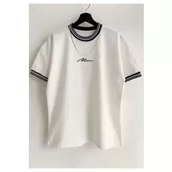 Unisex Yeni Sezon Oversize Kalıp El Yazı Man Yaka Detaylı Yazlık T-shirt