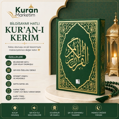 Bilgisayar Hatlı Cami Boy Kur'an'ı Kerim Yeşil