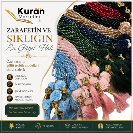 İNCİ TESBİH PÜSKÜLLÜ GÜLLÜ