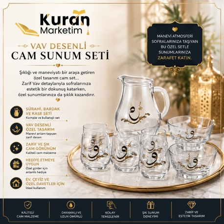 Vav Desenli Cam Sunum Seti