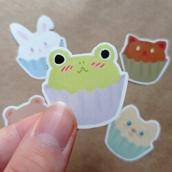 Animal Cupcakes Sticker Seti