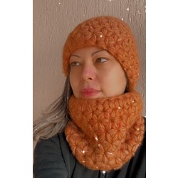 Bere-Boyunluk Takımı-Yasemin motifli-Turuncu