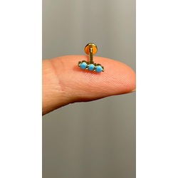 Mavi taşlı gold piercing