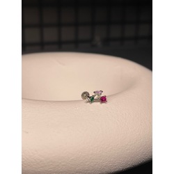 Renkli taşlı piercing 