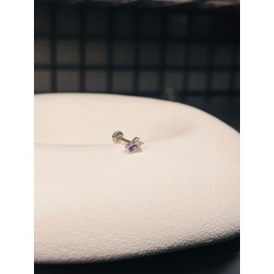 mor taşlı lale piercing 