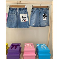 Orjinal Marka Disnep-Mickey Mouse Baskılı Kot Etek