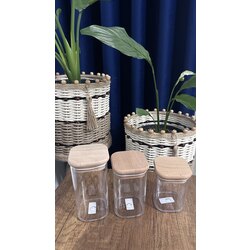 Bambu vakum kapaklı kavanoz