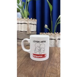 Lütfen artık yeme yazılı porselen kupa