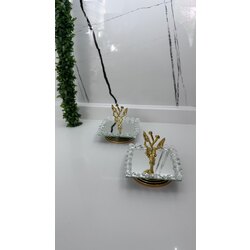 İkili Japon gülü Taşlı kare lokumluk drajelik
