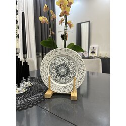 Kendinden kabartmalı siyah 6 lı 20 cm pasta tabağı