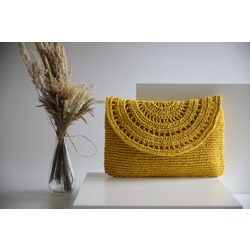 Doğal Renk Hasır Clutch Çanta