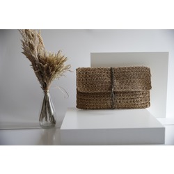Doğal Renk Hasır Clutch Çanta