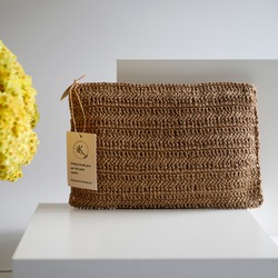 Hasır Renk Clutch Çanta 