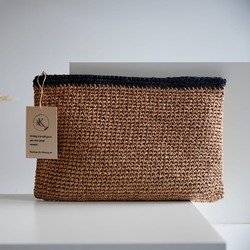 Hasır Renk Clutch Çanta 