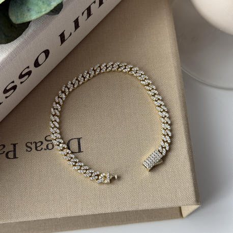 Özel Seri Full Taşlı İnce Gurmet Gold Bileklik(17cm)