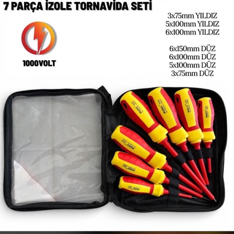 7 Parça İzole Tornavida Seti (1000V)