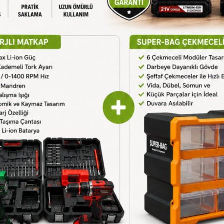 21V Profesyonel Matkap Seti + Organizer