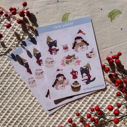 cozy winter sticker seti