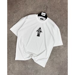 Oversize Beyaz Logolu Tişört 