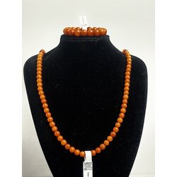 Fırınlanmış Kehribar Kolye ve Bileklik Set