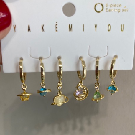 Renkli Taşlı Set Küpe