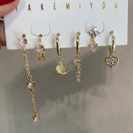 Renkli Taşlı Set Küpe