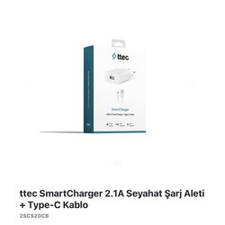 ttec SmartCharger 2.1 A Seyahat Şarj Aleti +Type-C Kablo