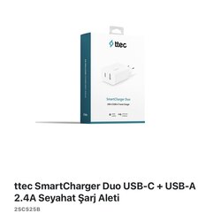 ttec SmartCharger Duo USB-C + USB-A 2.4 A Seyahat Şarj Aleti