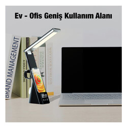 Dijital Saatli 15W Kablosuz Şarjlı LED Işıklı Katlanabilir Masa Lambası
