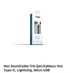ttec AlumiCable Trio Şarj Kablosu 1 metre Type-C/lightning/Micro USB 