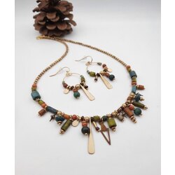 Kenz Collection El Yapımı Etnik Kolye Küpe Seti