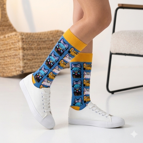 Retro Kedi Soket Corap