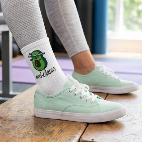 Avo Cardio Desenli Beyaz Tenis Çorap
