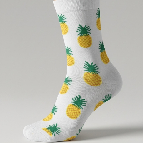 Ananas Desenli Beyaz Renkli çorap