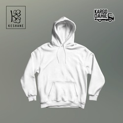 Beyaz Düz Renk Hoodie-Üç İplik