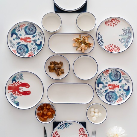 Kevin Seramik Hand Made 14 Parça 6 Kişilik Mercan Kahvaltı Takımı