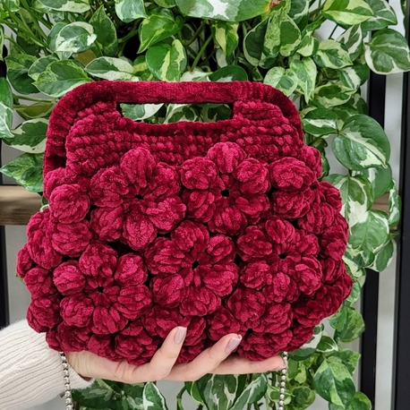 Bordo cicekli çanta