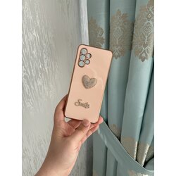 Samsung Taşlı Kalp Desen Pudra Kılıf