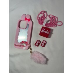 İkili Aynalı Tavşanlı Barbie’li Telefon ve Şarj Kılıfı