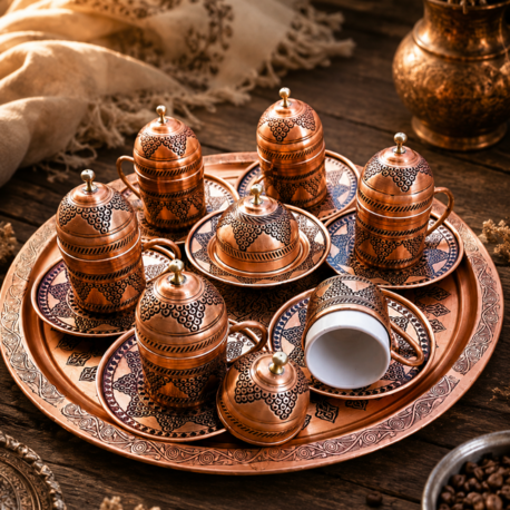 El İşçiliği Bakır Fincan Takımı – 6 Kişilik