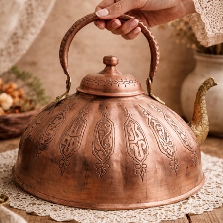 Tamamen El Yapımı Bakır Çaydanlık | Özel Tasarım | 2 Litre