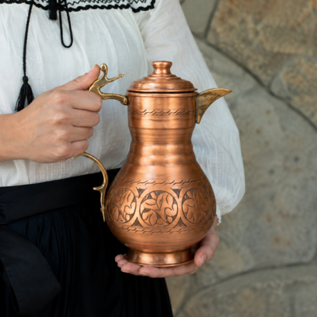 El İşlemeli Otantik Bakır Sürahi 1.9 Litre – Gaziantep El Yapımı Kalaylı Dekoratif