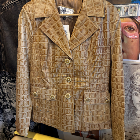 Mihard Pelle Crocodile Embossed Leather Jacket