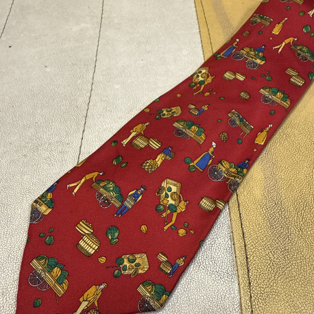 Abbate Silk Tie with Harvest/Market Scene Pattern
