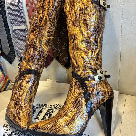 Crocodile Patent Leather Boots
