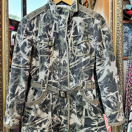 Mid-2000s WenQi Belted Camo Safari Utility Jacket