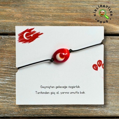 KirliPatiler Murano Cam Ay Yıldız Bayrak Figür Bileklik