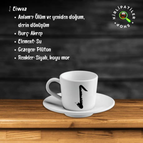 KirliPatiler Porselen Fincan Üzeri Rune Sembol Baskılı