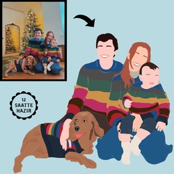 Kişiye Özel Dijital Bastırılabilir Aile Portresi