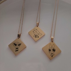 Üçlü Arkadaşlık Kolyesi Powerpuff Girls Çelik Kolye